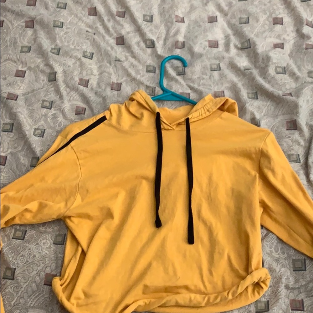 Mustard yellow cropped hoodie